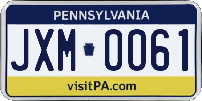 PA license plate JXM0061