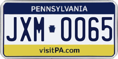 PA license plate JXM0065
