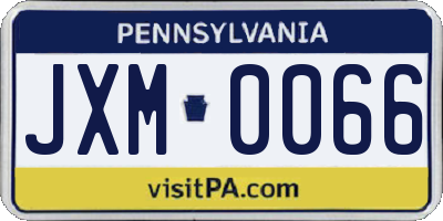 PA license plate JXM0066