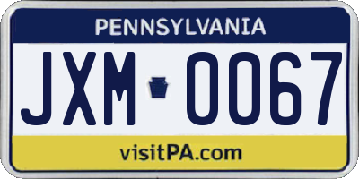 PA license plate JXM0067