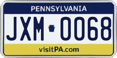 PA license plate JXM0068