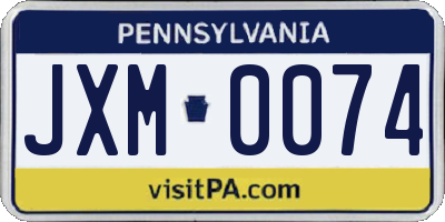 PA license plate JXM0074