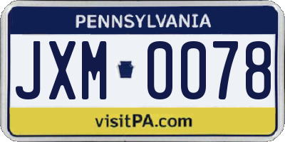 PA license plate JXM0078