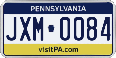 PA license plate JXM0084