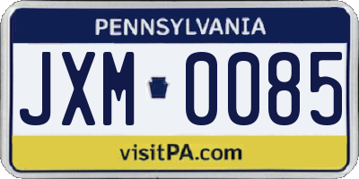 PA license plate JXM0085