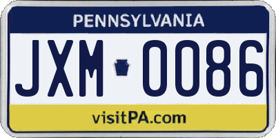 PA license plate JXM0086