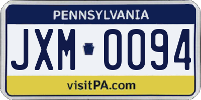 PA license plate JXM0094