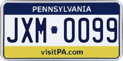 PA license plate JXM0099