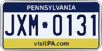 PA license plate JXM0131