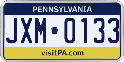 PA license plate JXM0133