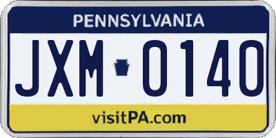 PA license plate JXM0140
