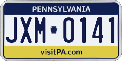 PA license plate JXM0141
