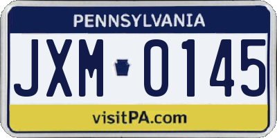 PA license plate JXM0145