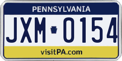 PA license plate JXM0154
