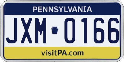 PA license plate JXM0166