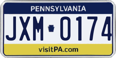 PA license plate JXM0174