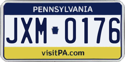 PA license plate JXM0176