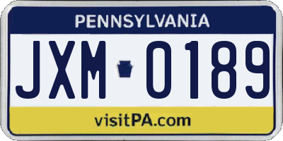 PA license plate JXM0189