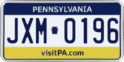 PA license plate JXM0196