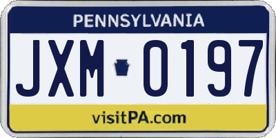 PA license plate JXM0197