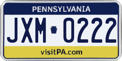 PA license plate JXM0222