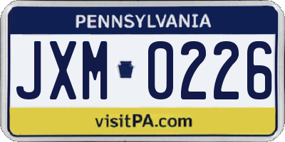 PA license plate JXM0226