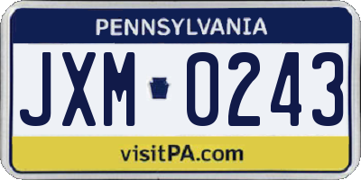 PA license plate JXM0243
