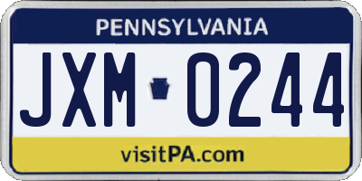 PA license plate JXM0244