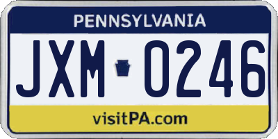 PA license plate JXM0246