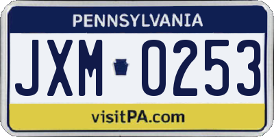 PA license plate JXM0253