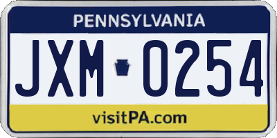 PA license plate JXM0254
