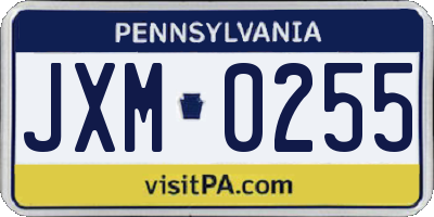 PA license plate JXM0255