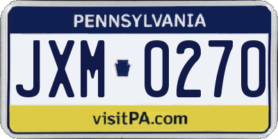 PA license plate JXM0270