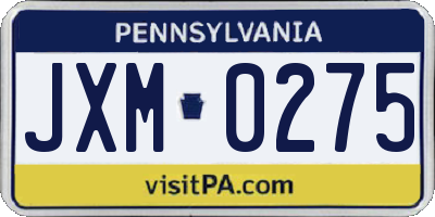 PA license plate JXM0275