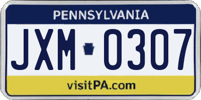 PA license plate JXM0307