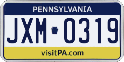 PA license plate JXM0319