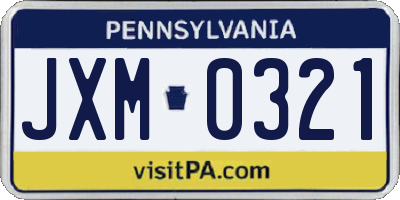PA license plate JXM0321