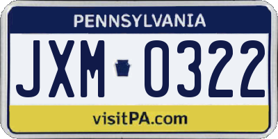 PA license plate JXM0322