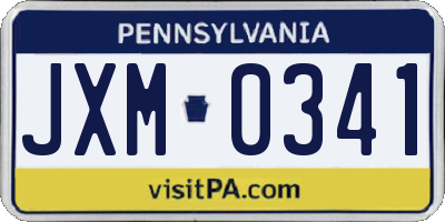 PA license plate JXM0341