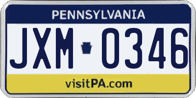 PA license plate JXM0346