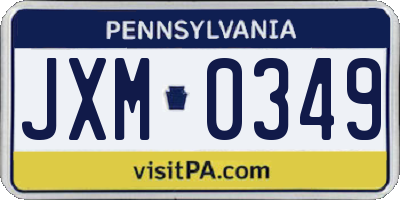 PA license plate JXM0349