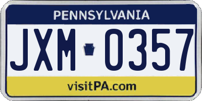 PA license plate JXM0357