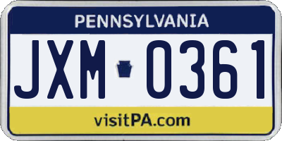 PA license plate JXM0361