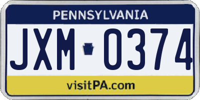 PA license plate JXM0374