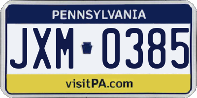PA license plate JXM0385