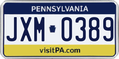 PA license plate JXM0389
