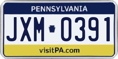 PA license plate JXM0391