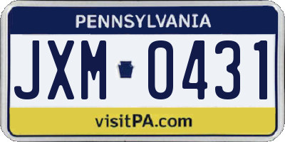 PA license plate JXM0431