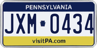PA license plate JXM0434
