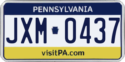 PA license plate JXM0437